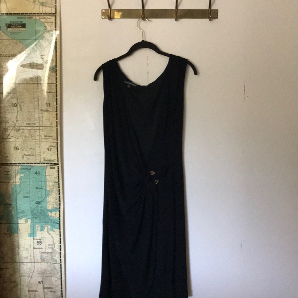 Little black dress with plunging neckline